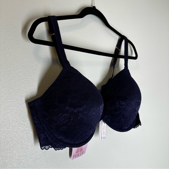 Savage x Fenty Allover Lace Bra Floral Deep Navy Adjustable Size 42DDD Women’s - Picture 3 of 12